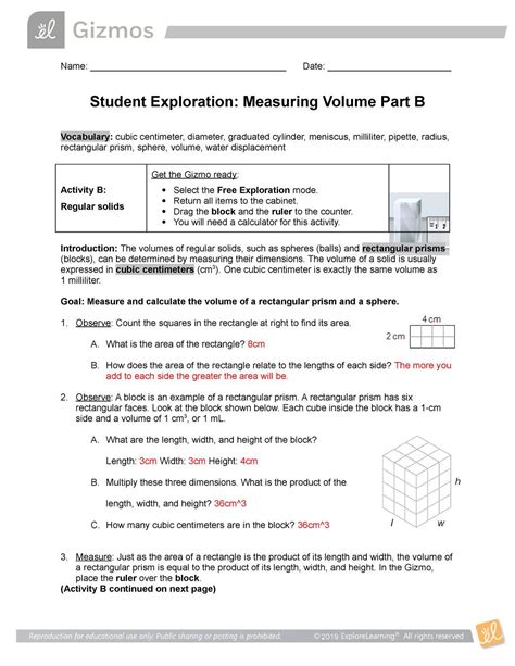 Student Exploration Measuring Volume Answer Key Epub