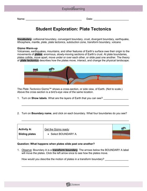 Student Exploration Plate Tectonics Gizmo Answer Key Kindle Editon