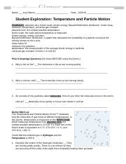 Student Exploration Temperature And Particle Motion Answers Doc