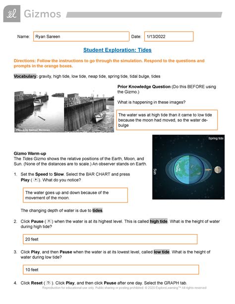 Student Exploration Tides Gizmo Answers Key Epub