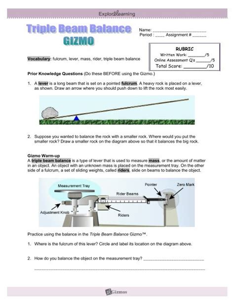 Student Exploration Triple Beam Balance Gizmo Answers Kindle Editon