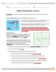 Student Exploration Vectors Answers Epub