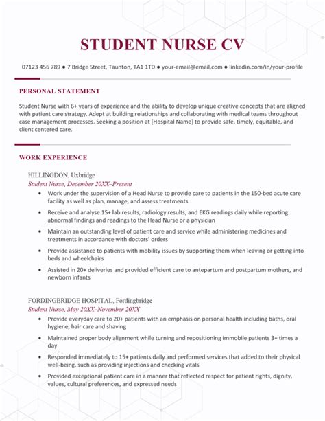 Student Nurse Resume Template