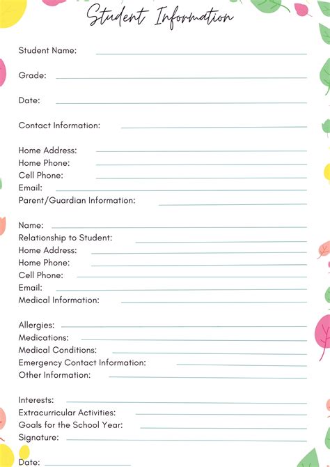 Student Printable