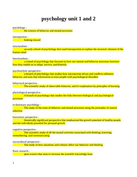 Student Room Psychology Unit 1 2014 Answers Doc