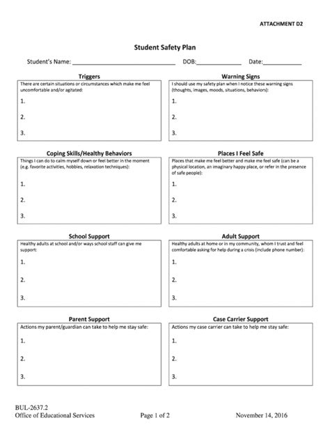 Student Safety Plan Template