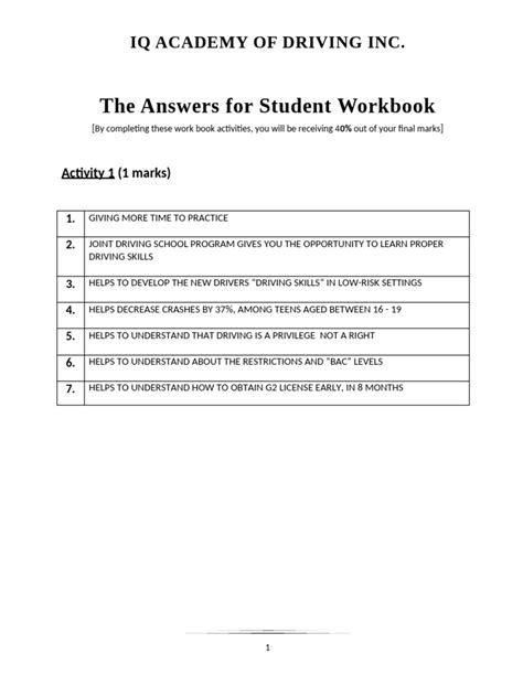 Student Workbook And Homelink Answers Driving 112999 PDF Kindle Editon