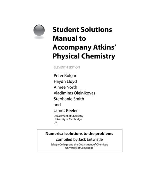 Students Solutions Manual To Accompany Atkins Physical 2 Epub