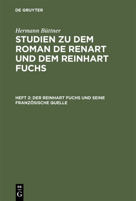 Studien Zu Dem Roman de Renart Und Dem Reinhart Fuchs... Epub