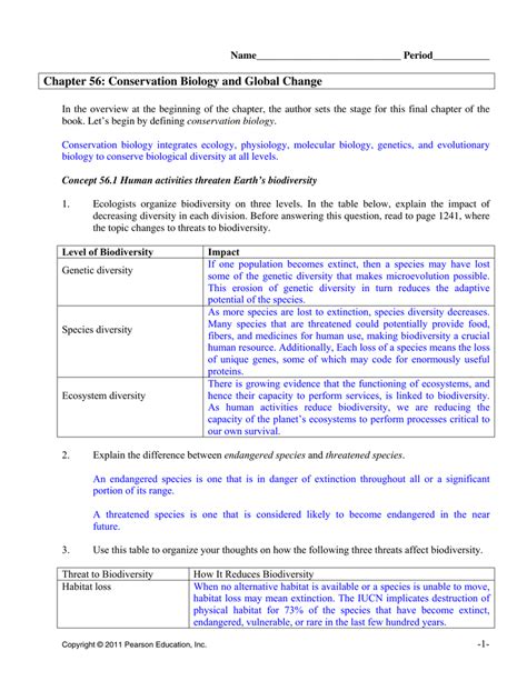 Study Guide Answers Section 1 Biodiversity Ebook Doc