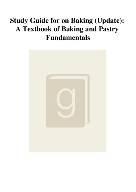 Study Guide for On Baking A Textbook of Baking and Pastry Fundamentals PDF