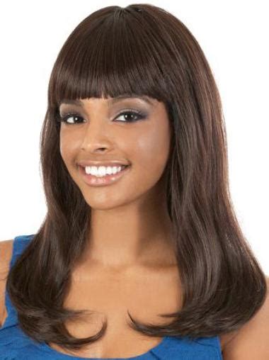 Stylish Brown Straight Long African American Wigs