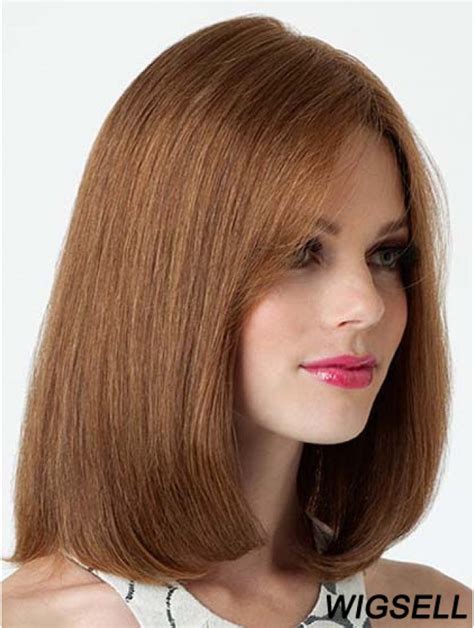 Stylish Brown Straight Shoulder Length Human Hair Wigs for 2025