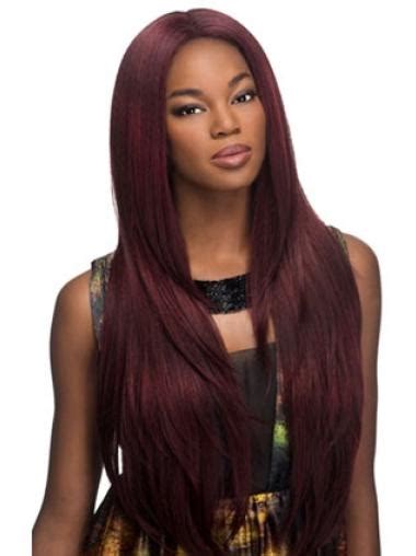 Stylish Red Straight Long Glueless Lace Front Wigs