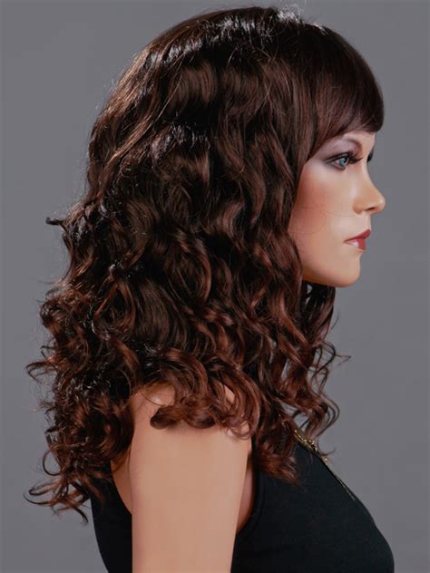 Stylish Synthetic Brown Wavy Medium Wigs