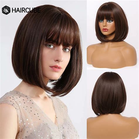 Stylish and Versatile: Short Straight Brown Synthetic Bobs