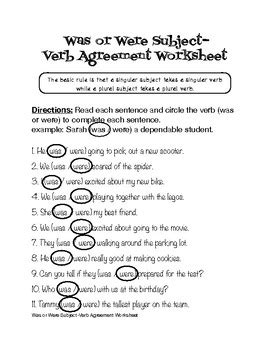 Subject Verb Agreement Worksheet With Answer Key PDF