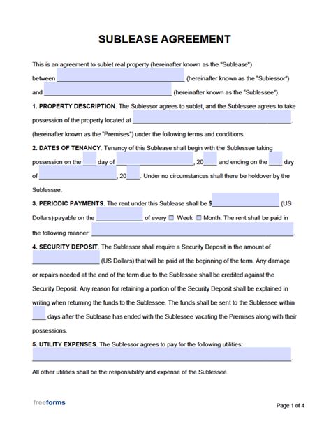 Subletting Agreement Template