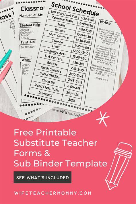 Substitute Folders For Teachers Template