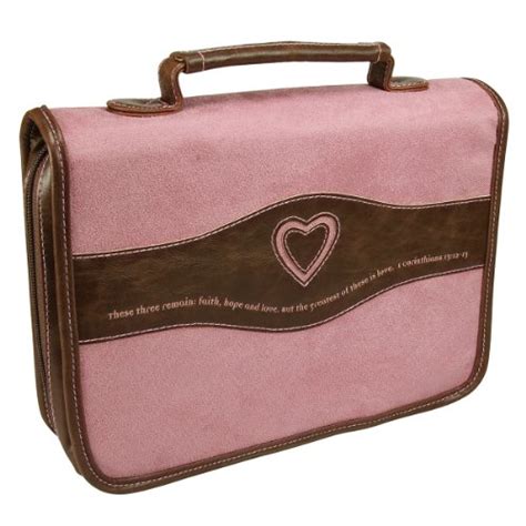 Suede-Look Pink Bible Book Cover w Heart Cut-out 1 Corinthians 1313 Large PDF