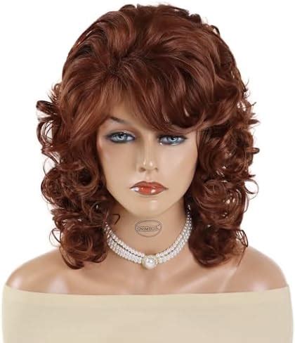 Suitable Synthetic Auburn Wavy Medium Wigs