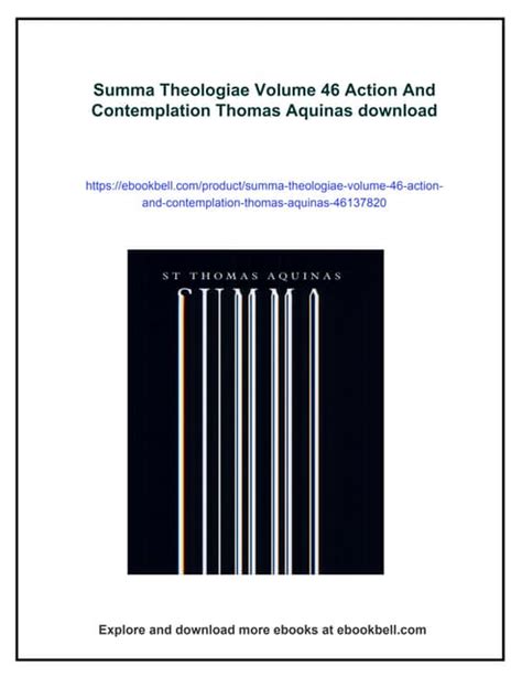 Summa Theologiae Volume 46 Action and Contemplation 2a2ae 179-182 Epub