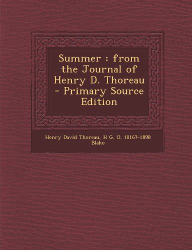 Summer From the Journal of Henry D Thoreau Scholar s Choice Edition PDF