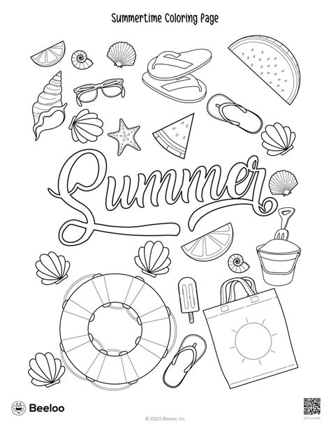 Summertime Printable Coloring Pages