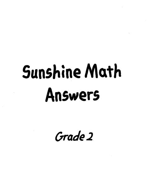 Sunshine Math 2nd Grade Answer Key Doc