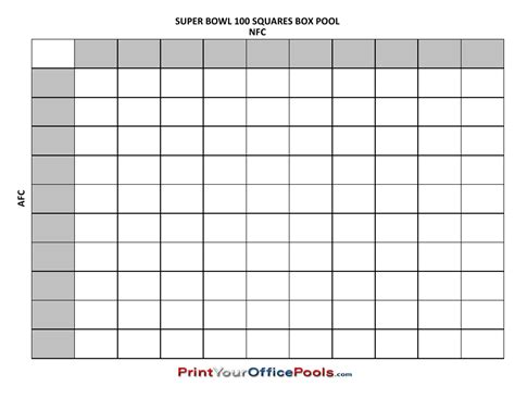 Super Bowl Pool Template Free