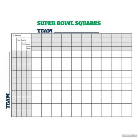 Super Bowl Square Printable
