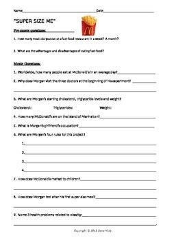 Super Size Me Movie Assignment Answers Doc