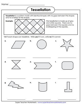 Super Teacher Answer Key For Tessellation Doc