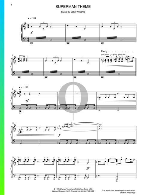 Superman Theme Returns Original Sheet Music Edition PDF