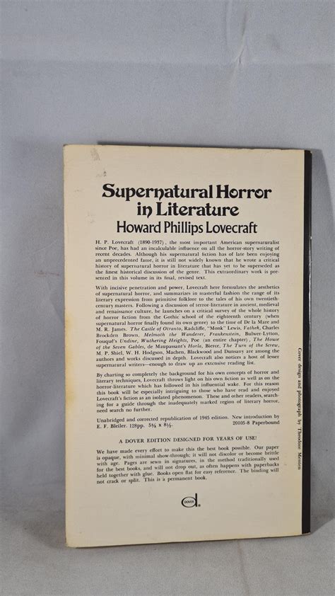 Supernatural Horror in Literature by Howard Phillips Lovecraft 1973-06-01 Doc