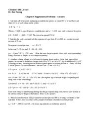 Supplemental Problems Answer Key Chemistry PDF