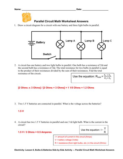 Supplemental Problems Series And Parallel Circuits Answers Doc