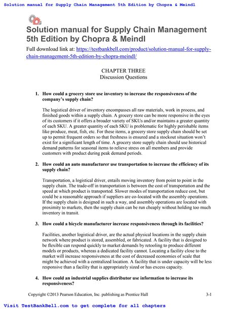 Supply Chain Management Chopra 4th Solution Manual 2 Reader