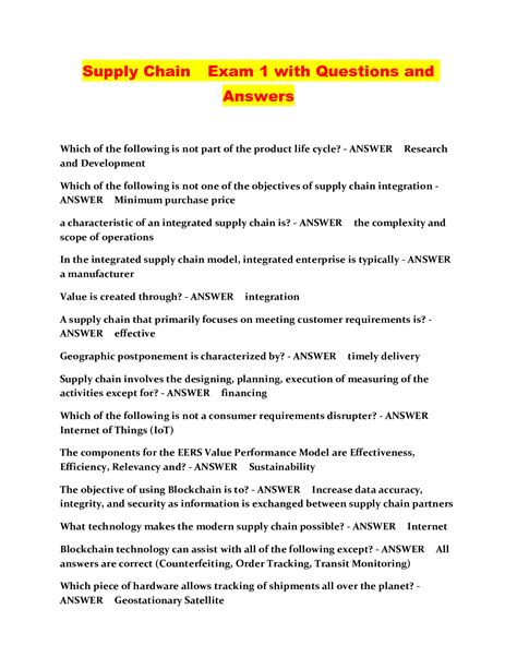 Supply Chain Management Exam Questions And Answers Doc