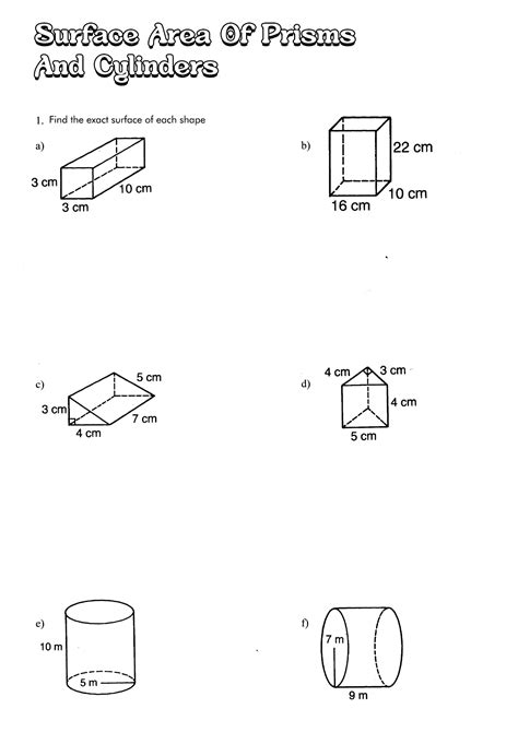 Surface Area Prisms And Cylinders Answers PDF