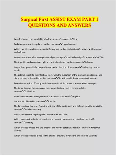 Surgical first assistant exam questions Ebook Epub