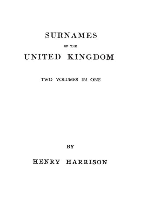 Surnames of the United Kingdom A Concise Etymological Dictionary 2 Vols. in 1 PDF