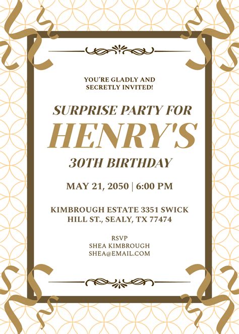 Surprise Birthday Party Invitations Free Templates