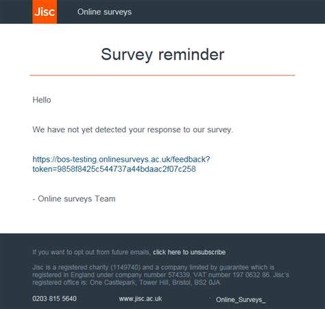 Survey Reminder Email Template