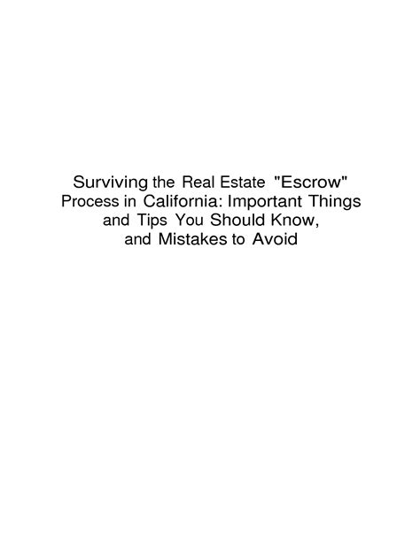 Surviving the Real Estate Escrow Process in California Ebook PDF