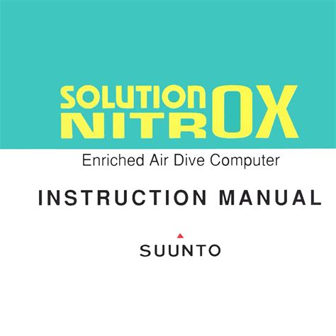 Suunto Solution Nitrox Watches Owners Manual PDF