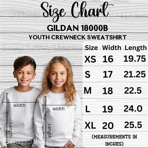 Sweatshirt Youth Size Chart