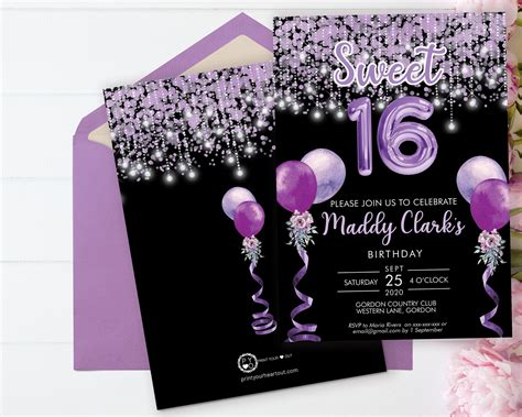 Sweet 16 Birthday Invitation Templates