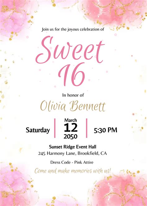 Sweet 16 Invitation Templates