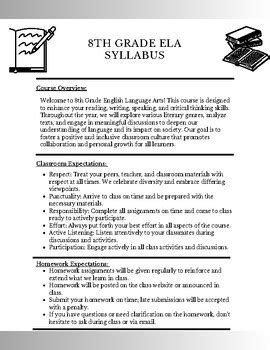 Syllabus Template for 8th Grade ELA: Empowering Students with Knowledge and Skills